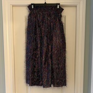 Burr Smock waist rainbow tinsel Midi Skirt